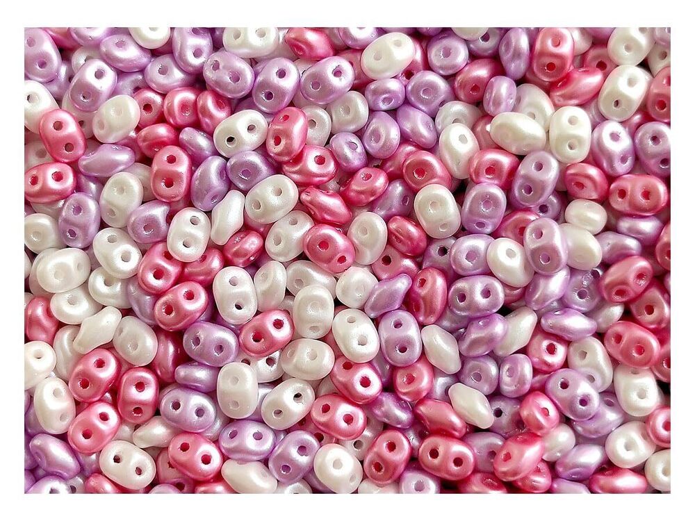 7865 2.12 oz 60 g SuperDuo Seed Beads 2.5x5 mm, 2 Holes, Alabaster Pastel